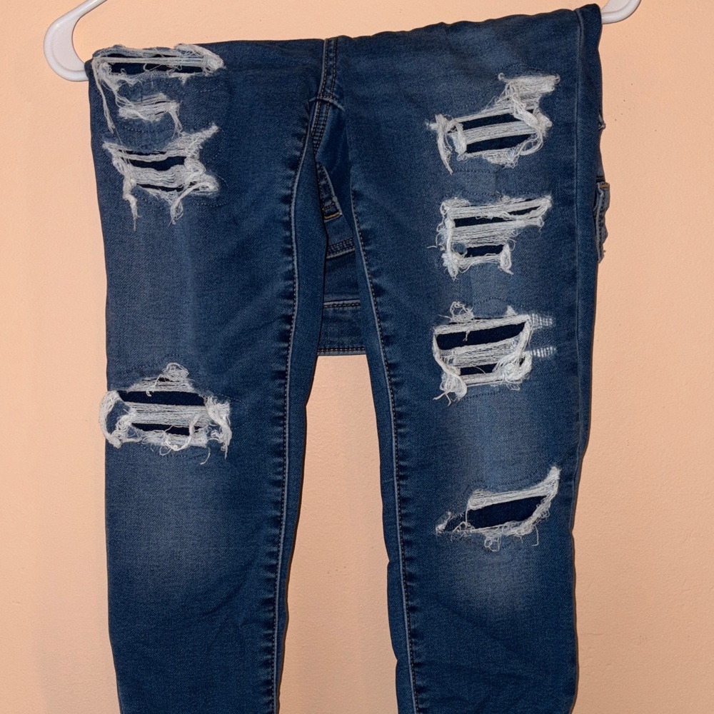American Eagle Outfitters Ripped Dark Blue Skinny Jeans